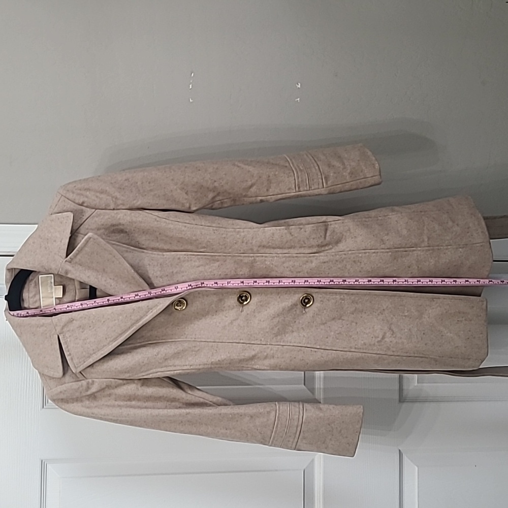 Michael Kors Women Coat XS Tan Gold Buttons Wool Blend Pea Coat Blazer Jacket - Picture 6 of 11